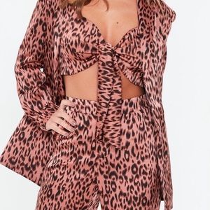 Misguided pink rose leopard blazer US size 4 NWT